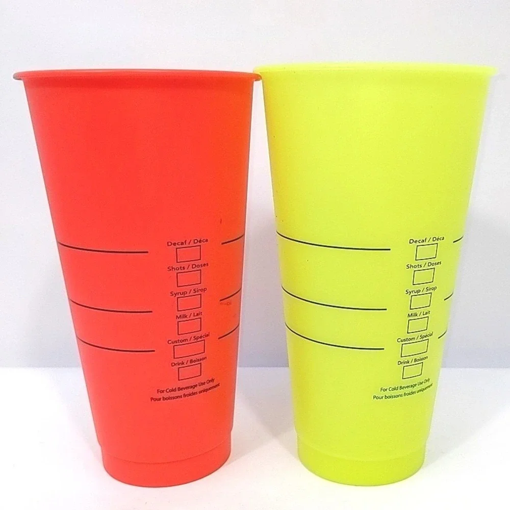Starbucks Color Changing Cold Cup Set 24oz Venti Reusable Tumblers Red‎ Yellow